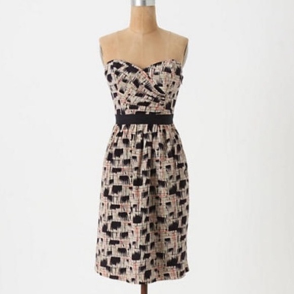 “BURLAPP” ANTHROPOLOGIE Silk Strapless Dress - Picture 1 of 15